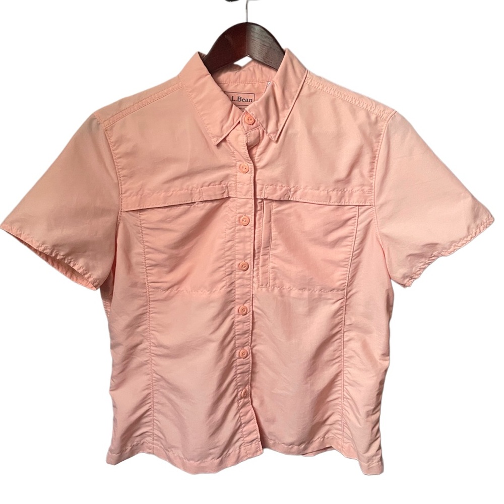 Women’s L.L. Bean Light Orange Mesh Shirt - Button Down Outdoor Fishing Shirt